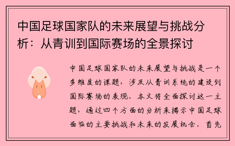 中国足球国家队的未来展望与挑战分析：从青训到国际赛场的全景探讨
